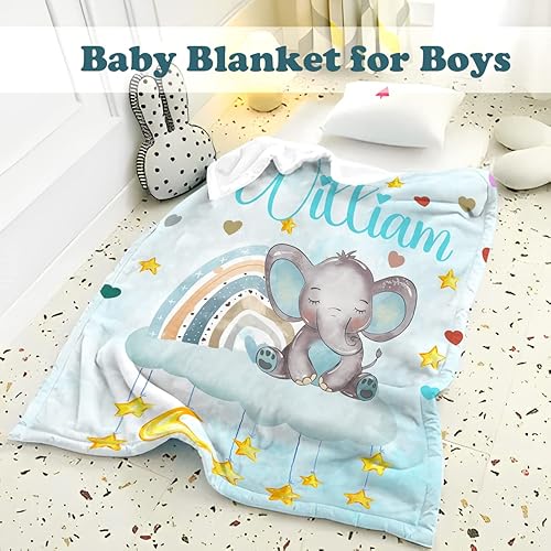 Miniatura 134 de Manta de bebé personalizada para niños, manta de bebé personalizada con nombre súper suave para niños, mantas de elefante personalizadas para bebés