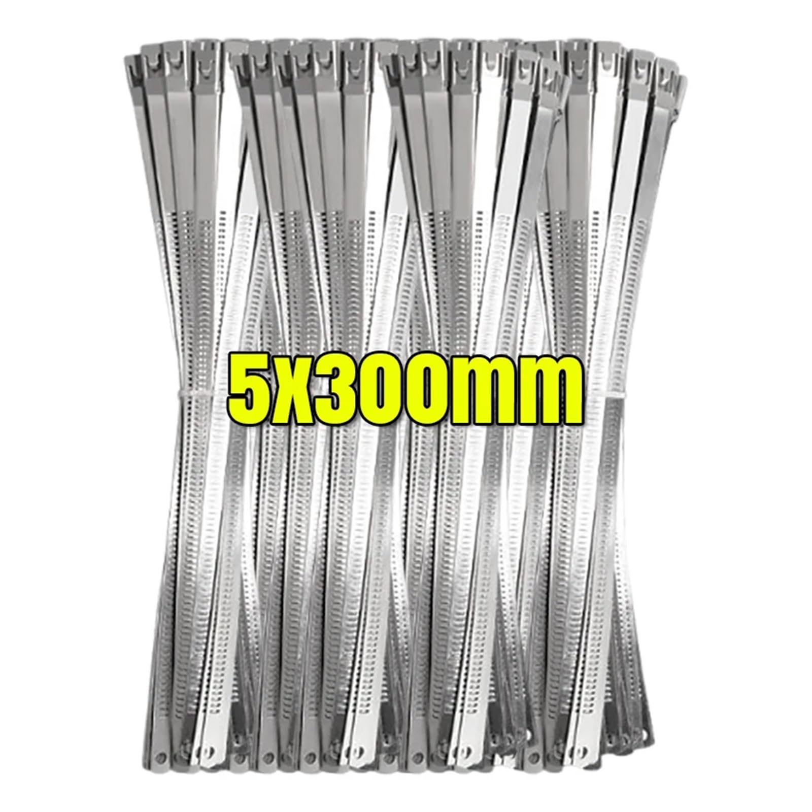 Efrjuwi 5X300mm Stainless Steel Cable Ties Self Locking Metal Wrap Strap Multipurpose Cable Tie Wire Fasteners Hardware Organizer(,50Pcs)