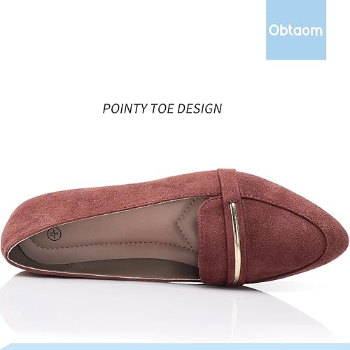 Miniatura 4 de Obtaom Mocasines Planos de Punta Puntiaguda para Mujer, Cómodos de Gamuza Sintética, Zapatos de Trabajo, Bonitos Mocasines Penny sin Cordones Estilo