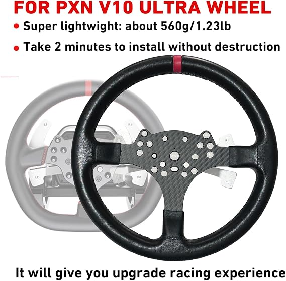Replace 13 inch lightweight Leather Racing Wheel Carbon Fibre Panel For PXN V10 Pro Force Feedback Steering Wheel (For PXN V10 With Full Leather)