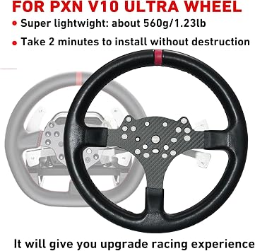 Replace 13 inch lightweight Leather Racing Wheel Carbon Fibre Panel For PXN V10 Pro Force Feedback Steering Wheel (For PXN V10 With Full Leather)