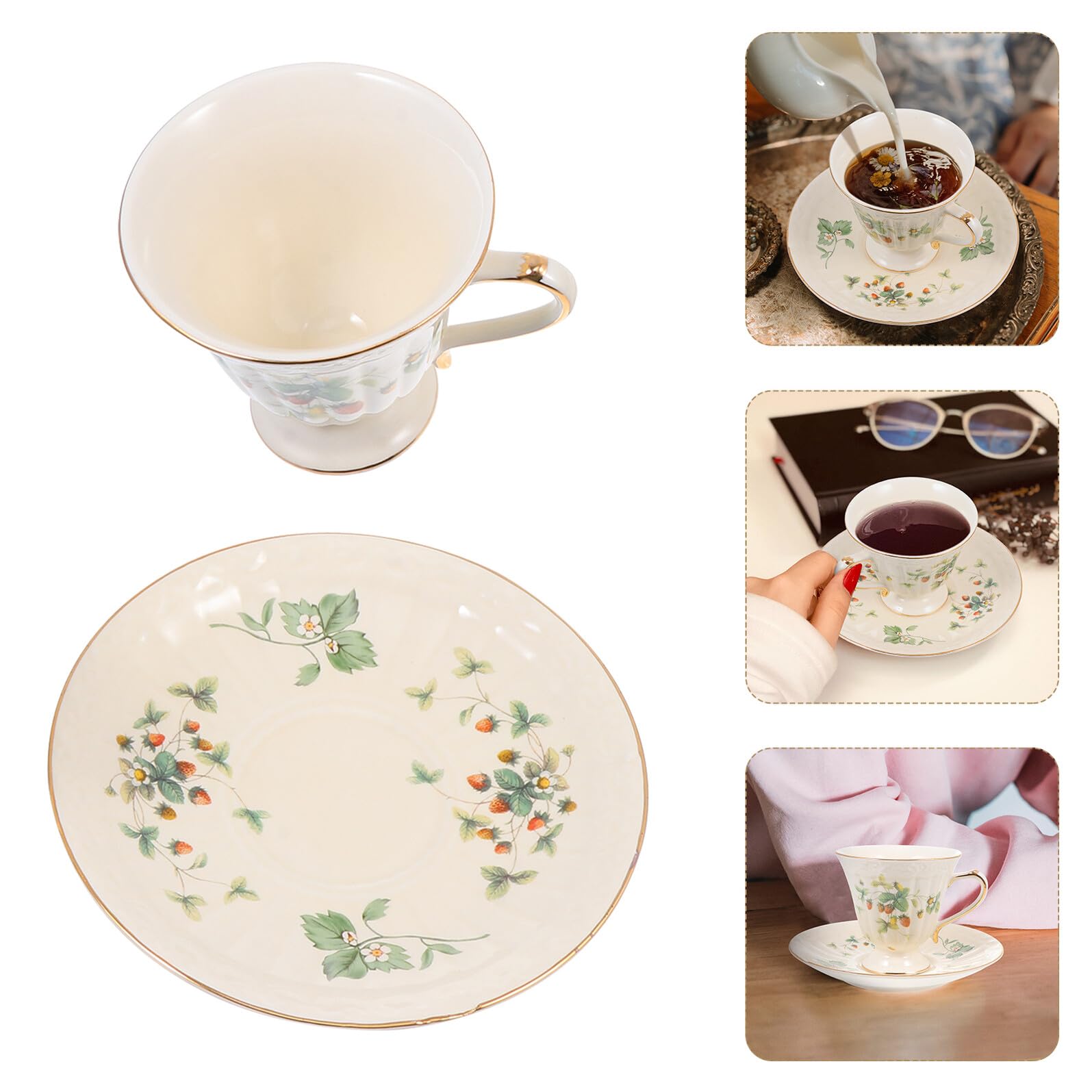 INOOMP Retro Keramiktasse mit Untertasse 1 Satz für Kaffee und Saft