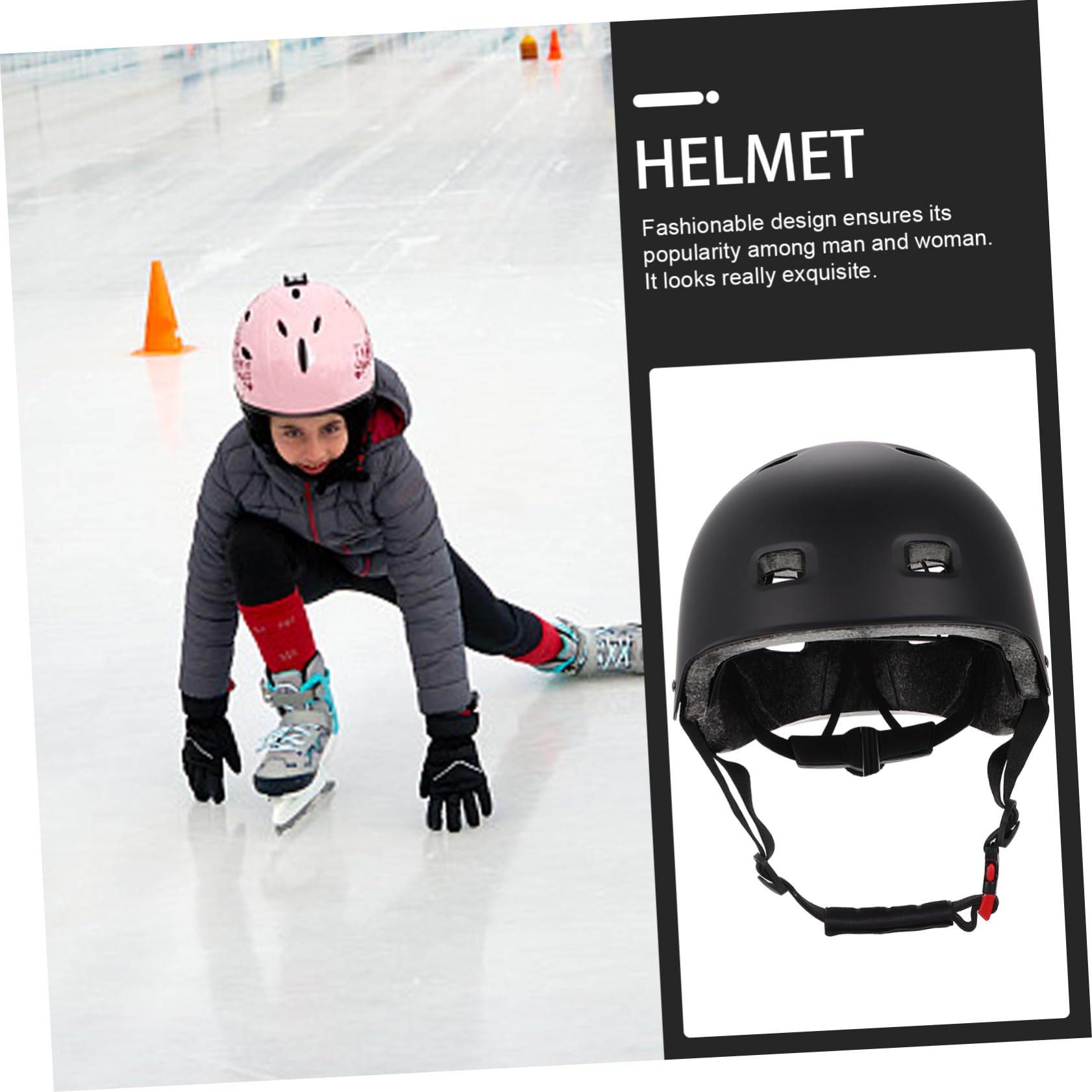 POPETPOP Casque de Skateboard Respirant Noir Taille M Casque de Protection Cyclisme Adulte Convient pour Roller Patin à roulettes et Trottinette Sportive