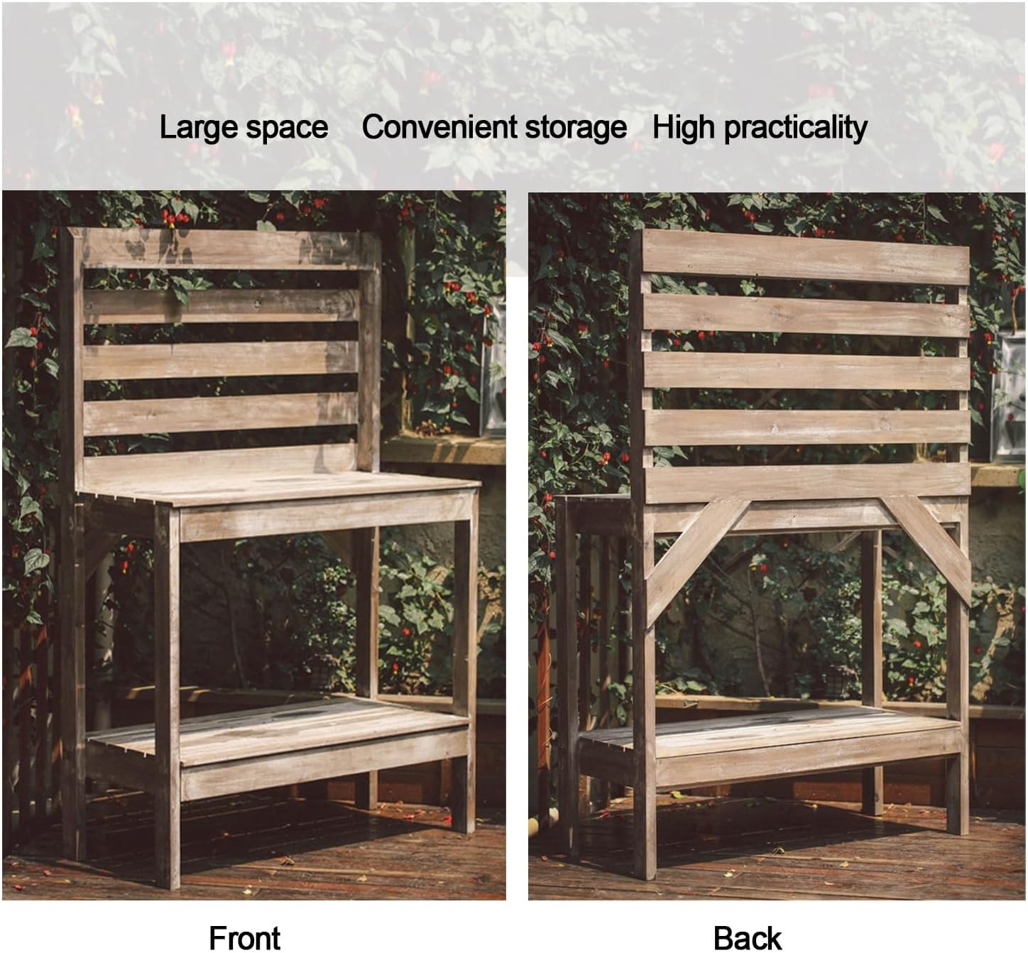Outdoor Potting Bench Table ，Potting Bench Table, Garden Work Bench, All-Weather Garden Table Work Station，for Patio, Courtyards, Balcony,
