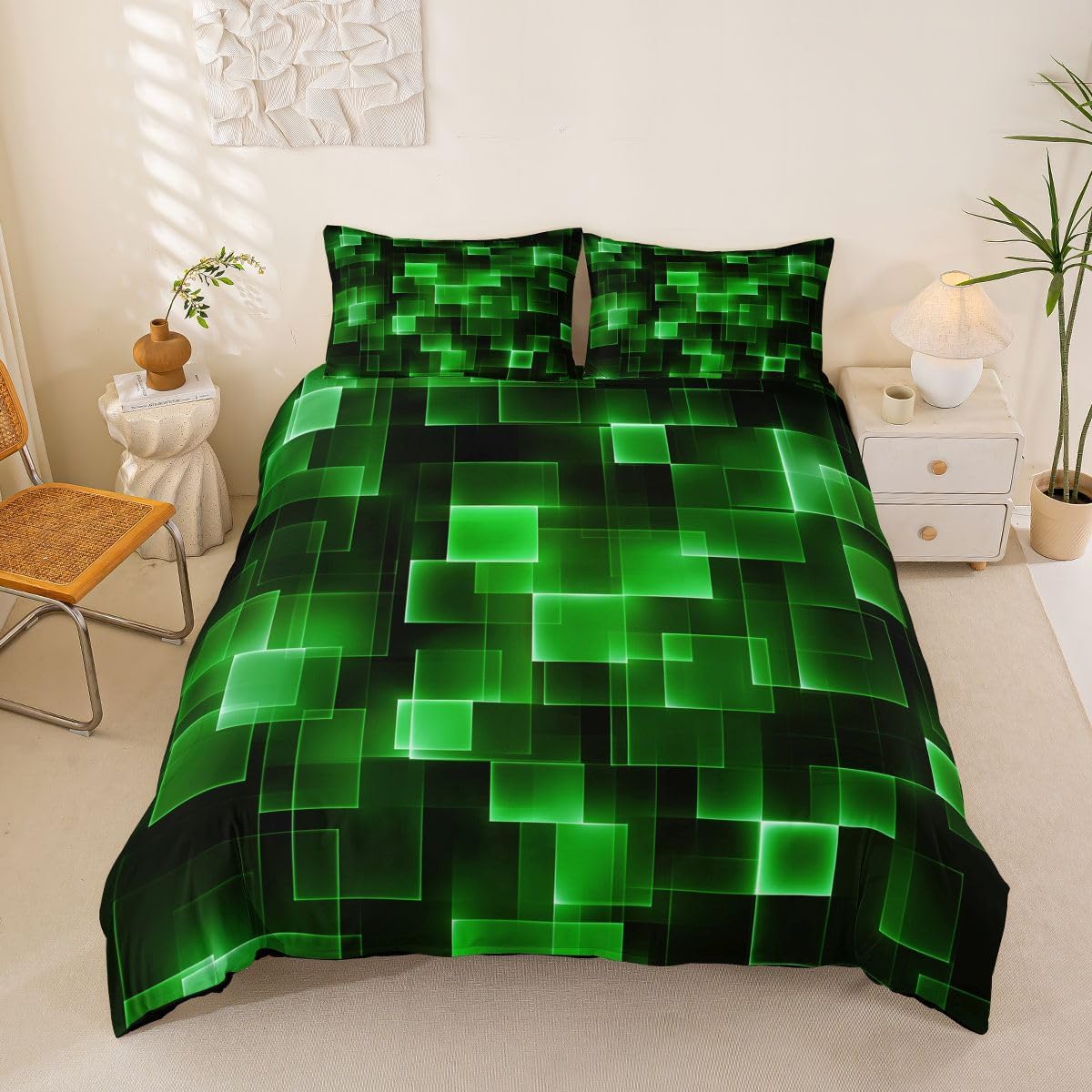 Feelyou Abstract Lines Duvet Cover Toddler Size Abstract Art Bedding Set Breathable Soft Stripes Pattern Comforter Cover 2Pcs Bedroom Decor