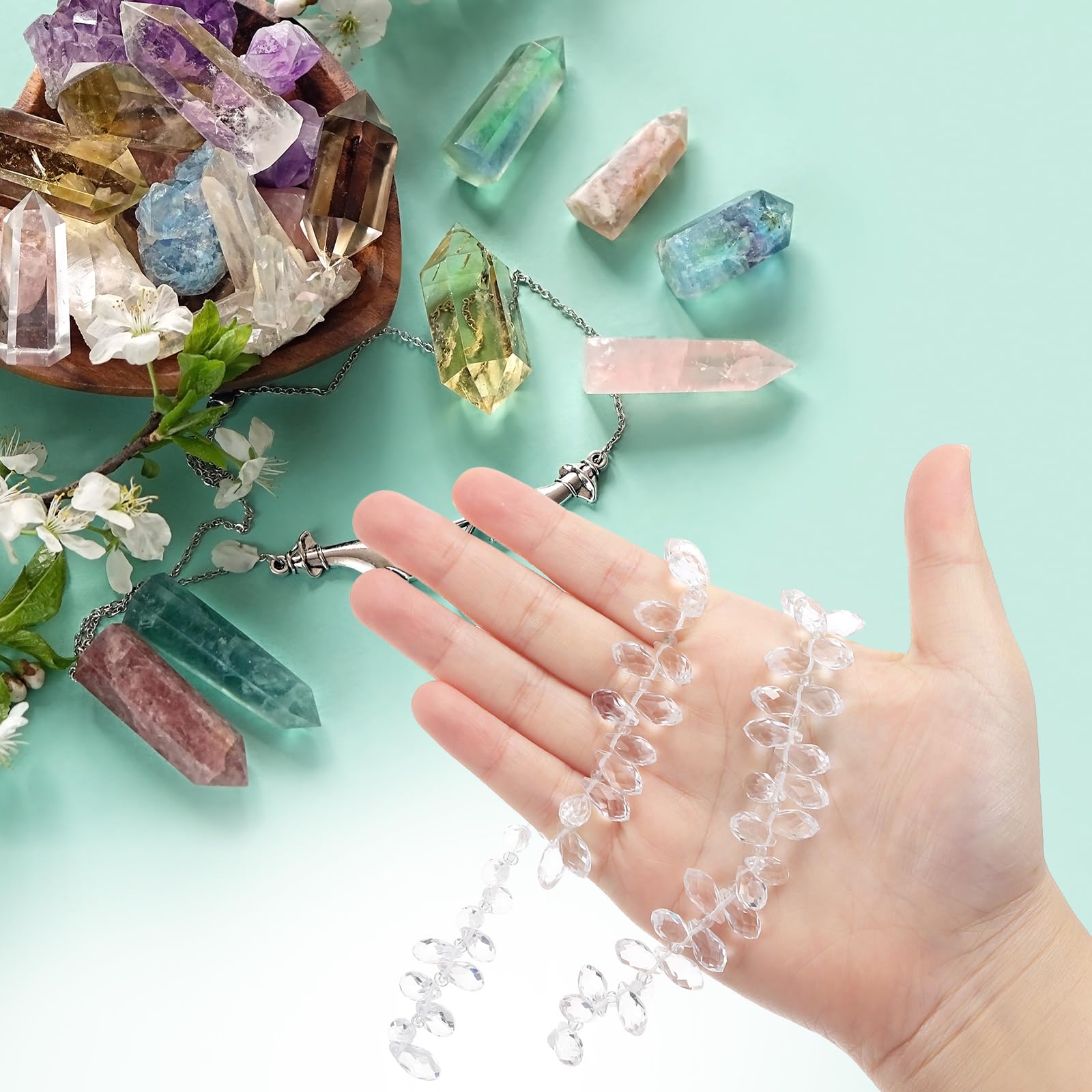 PATIKIL 2 Strands 180-190Pcs Teardrop Crystal Beads - Image 3