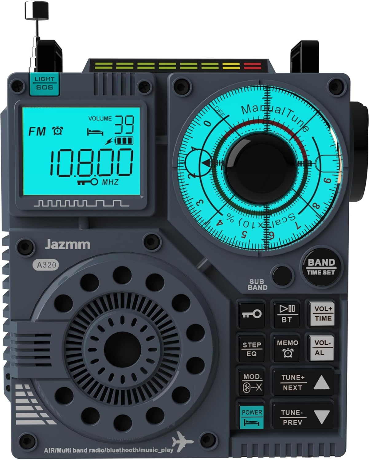 Jazmm Portable Shortwave Radio with 5W Bass Sound, AIR/AM