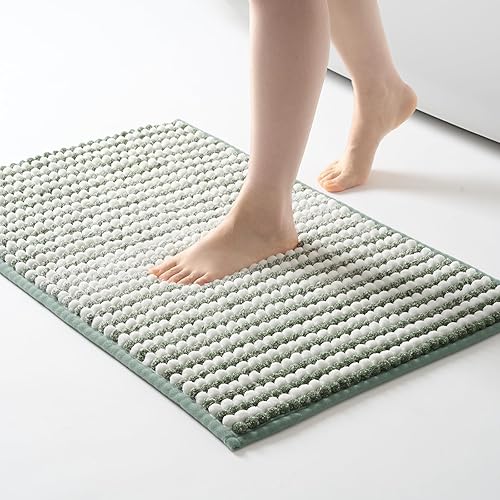 Miniatura 9 de FRESHMINT Alfombra de baño de felpilla Chunky Ombre 17"x24", pequeñas alfombras de baño suaves y absorbentes al agua para el piso del baño, gruesas