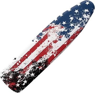 American Flag Blue Black Ironing Board Cover with Elastic Edge Non Stick Scorch Stain Resistant Cover Heavy Duty Iron Pad Covers Standard Boards with Hook and Loop Fastener Strap