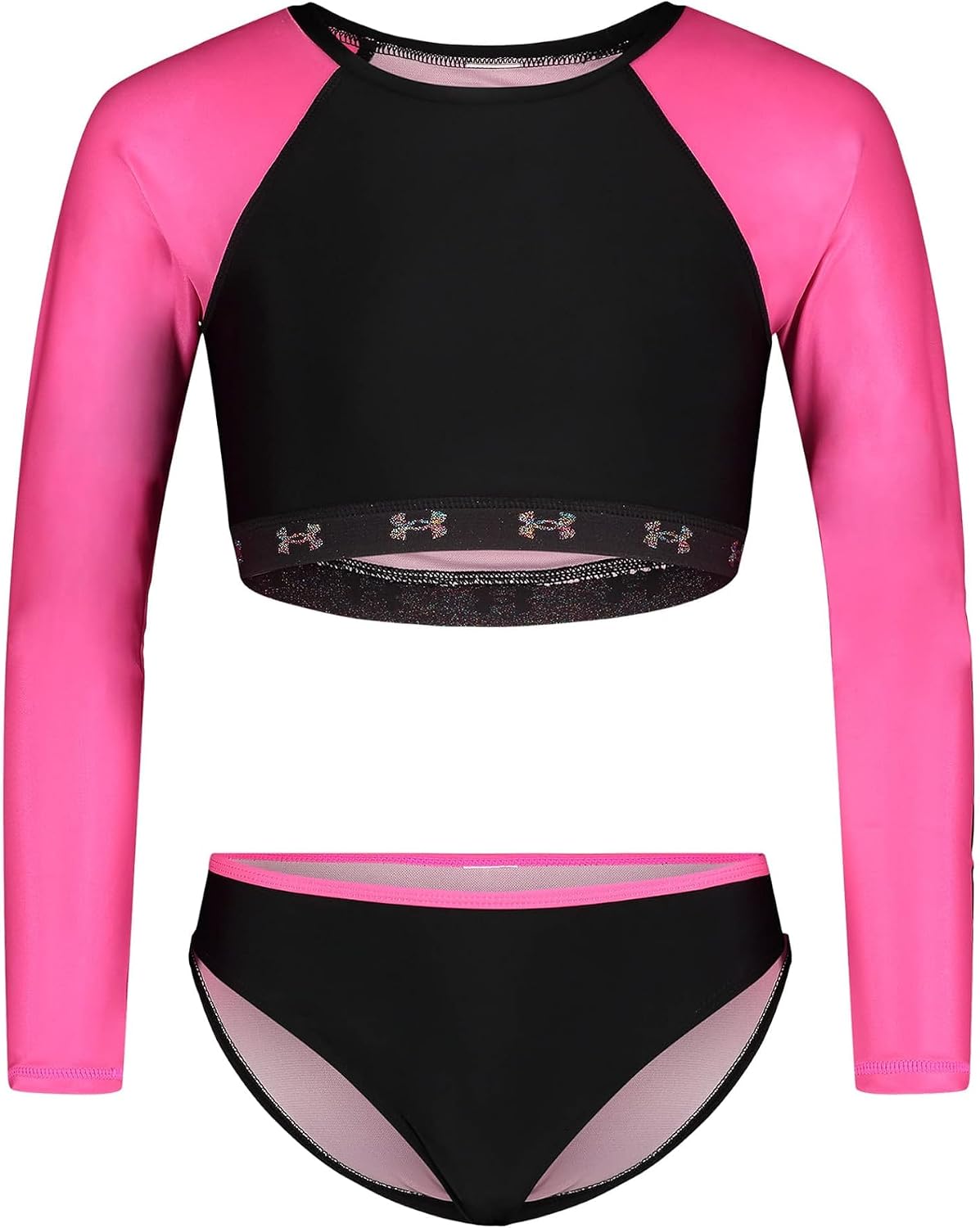 Under Armour Girls Short Sleeve Rashguard Surf Shirt and Swim Bottoms Set, UPF 50+ Sun Protection, Quick-Dry Bathing Suit