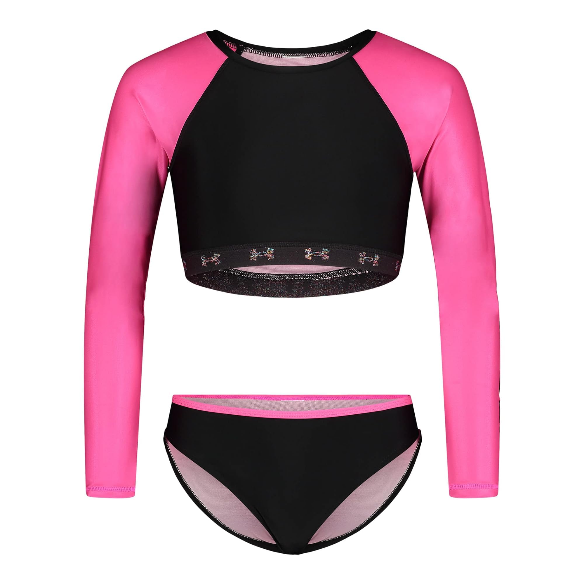 Under Armour Girl's Short Sleeve Rashguard Surf Shirt and Swim Bottoms Set