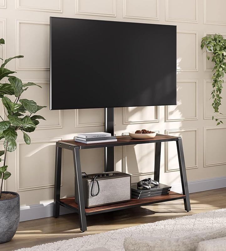 FITUEYES Wood TV with Mount for Stand for 32-55 inch TVs up to 77lb,Walnut