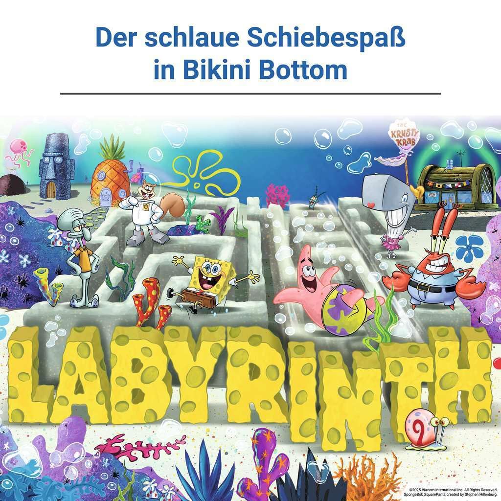 Ravensburger Games 25090 - Spongebob Squarepants Labyrinth - Le Jeu Classique dans Le Style de la série pour 2 à 4 Joueurs de 7 Ans et Plus