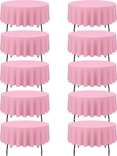 Miniatura 23 de BRILLMAX 4 paquetes de manteles redondos de 132 pulgadas color marfil - manteles circulares a granel de lino y poliéster lavables para mesa