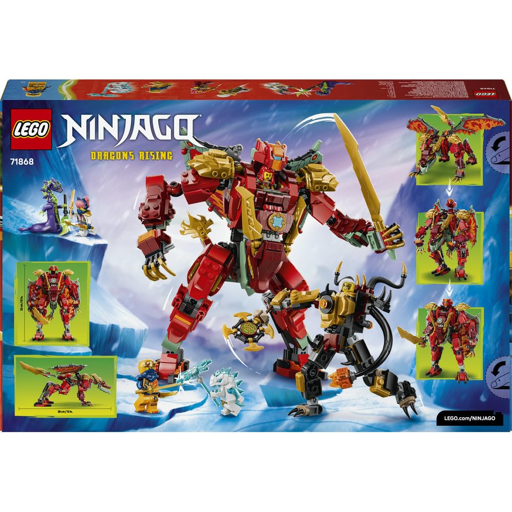 LEGO NINJAGO Transformujący smoczy mech Wyldfyre 71868 | smoczy mech, zabawka akcji, prezent dla chłopca i dziewczynki 9+, bitwa ninja, 821 elementów