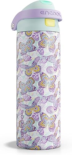 Miniatura 133 de ENCOOL - Botella aislante para agua, acero inoxidable con pajilla, mantiene el frío, tapa abatible de un solo toque, sin Bisfenol A, a prueba de