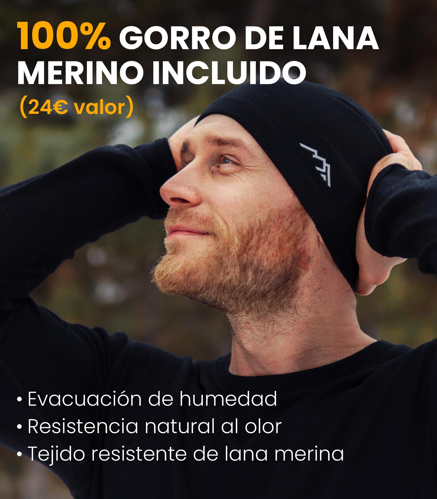 Merino.tech Conjunto Lana Merino Hombre - 100% Lana Merino con Calcetines (X-Large, Heather Grey)