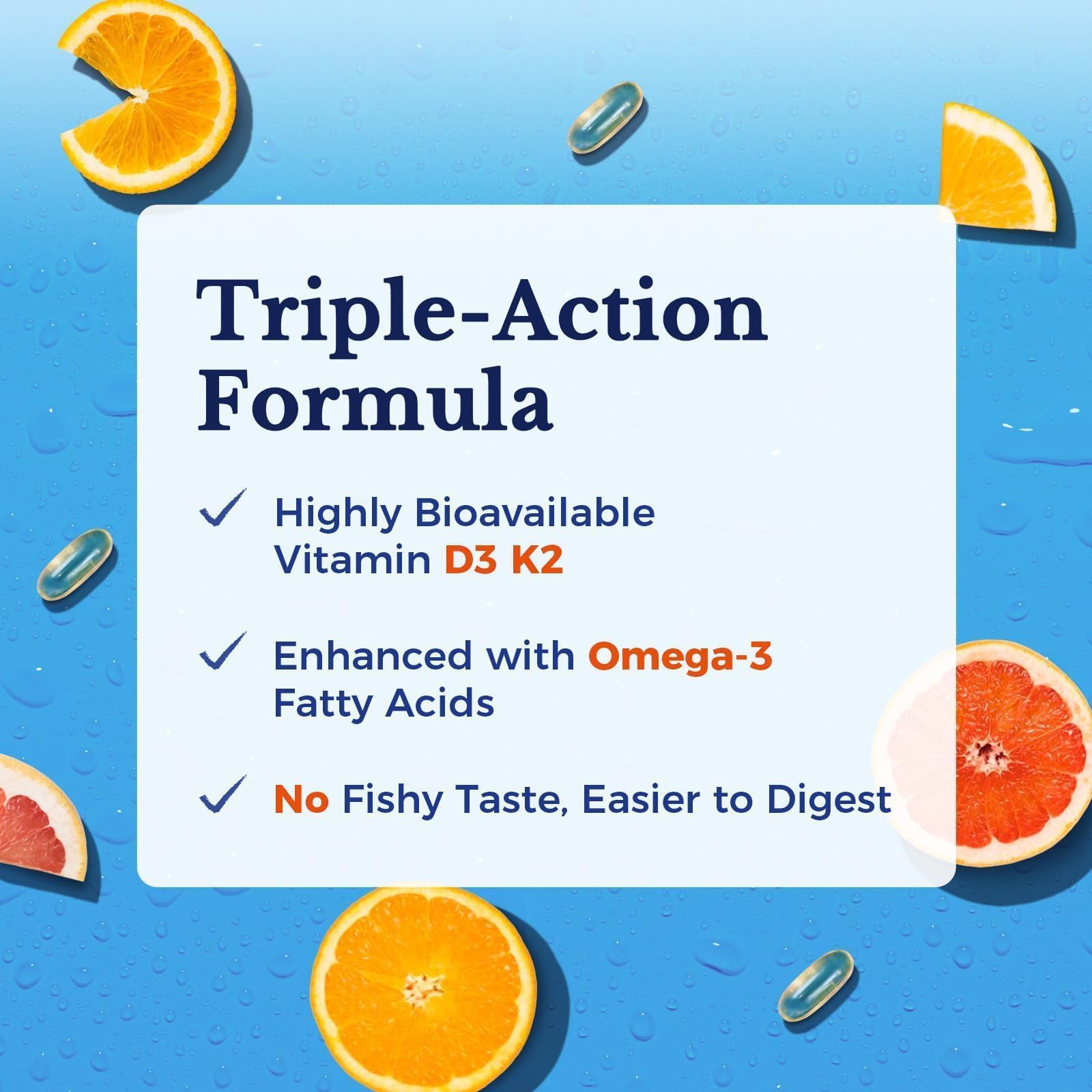 Vitalitown Vitamin D3 K2 with Fish Oil Omega-3 Supplements, 1000mg EPA DHA Omega 3 Fatty Acids from Fresh Wild Caught Fish, Support for Heart & Brain Health, 120 Softgels — Amazon image 5
