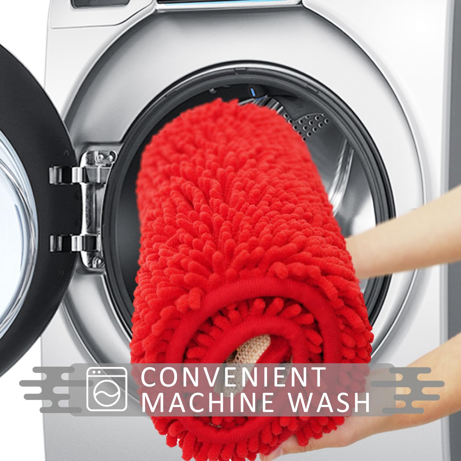 Tappeti da bagno in ciniglia, extra spessi e assorbenti, antiscivolo, lavabili in lavatrice, asciugabili in asciugatrice, morbido e accogliente, da utilizzare sotto la doccia, vasca da bagno