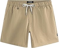 MaaMgic Men's 5/7 Inch Seersucker Shorts - Breathable 6-Pocket Quick Dry Summer Beach Work Casual Drawstring Stretch Shorts
