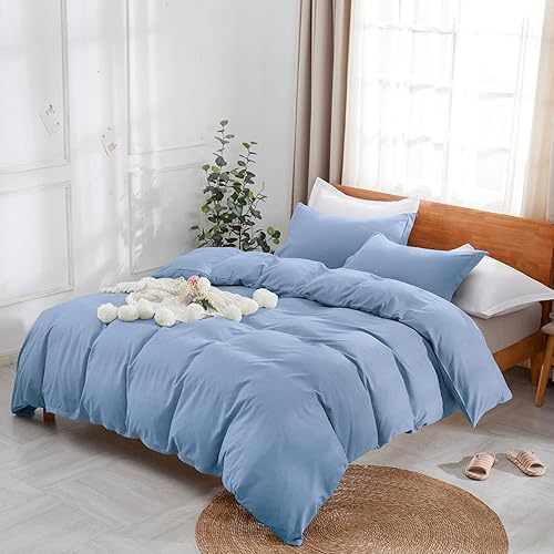 Miniatura 2 de Uhsupris - Juego de funda de edredón para cama queen (3 piezas, 100 % microfibra lavada, más suave y transpirable, con cremallera y ataduras en las