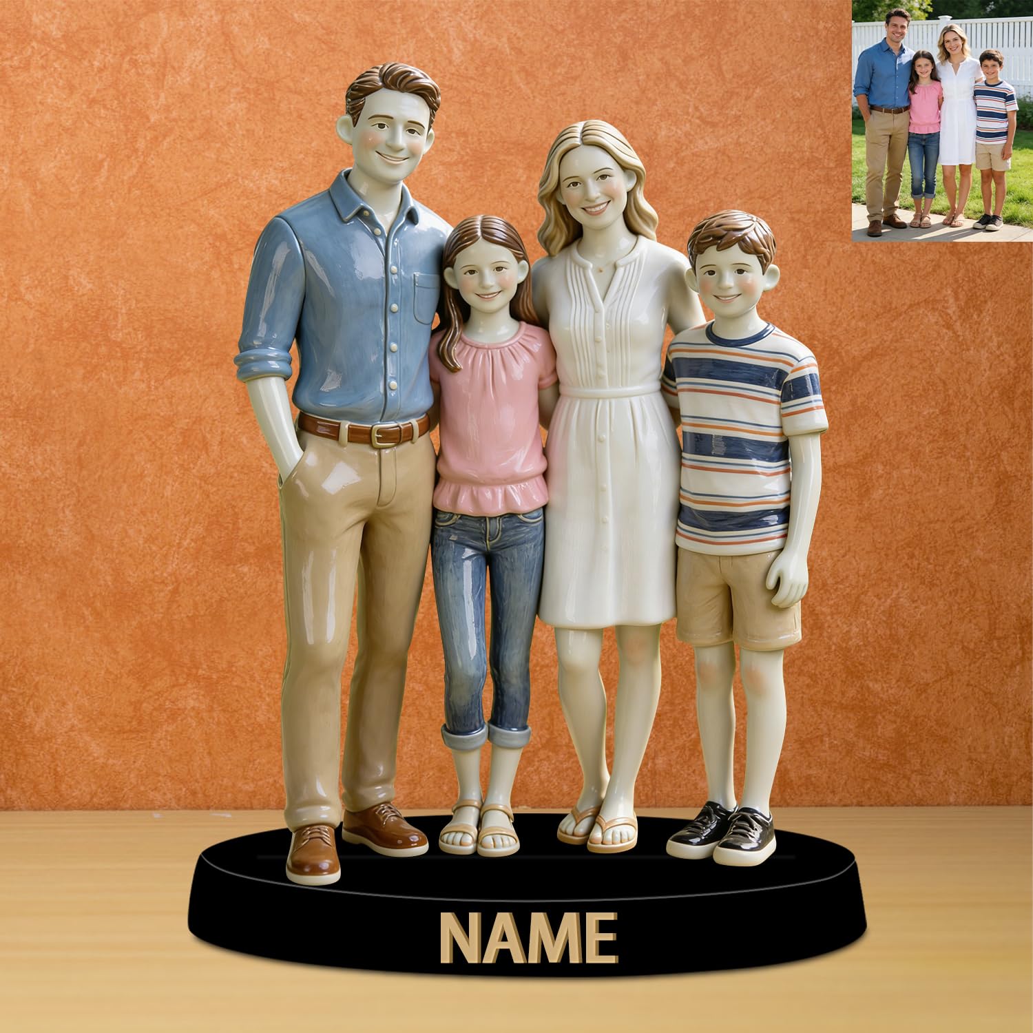 Personalized Couple Photo Ceramic Realistic Style Ornaments Desk Plaque Figurine Sign, Custom Ceramic Photo Picture Portrait Frame Sculpture Desk Sign Figurine Gift for Couple Family Friend (style 02)
