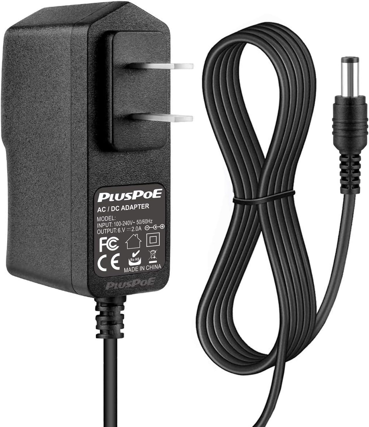 PLUSPOE 6V Power Cord for ProForm Elliptical 6.6 Ft Long AC Power Adapter Supply Charger Smart Strider 480 490 500 600 LE, 390 395 475 510 E, 510 EX, 400 700 Cardio Cross Trainer Exercise Bike