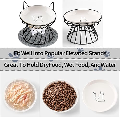 Miniatura 6 de Tazón de comida para gatos, para gatos de interior, juego de cuencos de cerámica para gatos, platos para gatos aptos para bigotes para comida y