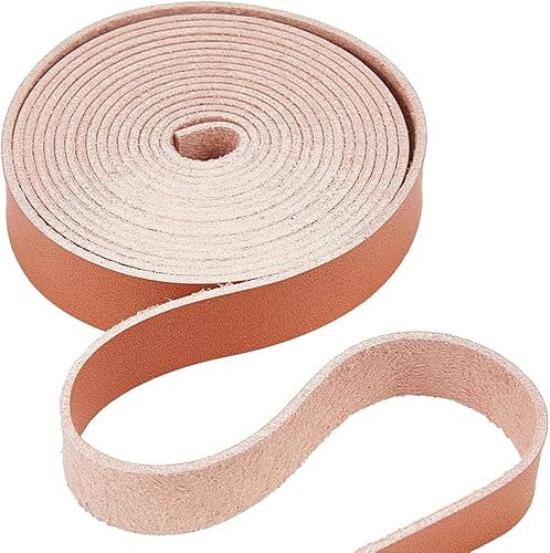 GORGECRAFT 78.74in x 0.49in Tiras de Correa de Cuero Planas de Grano Completo de Cuero Genuino de 1.2mm de Grosor Hilos de Grano de Lichi Cuerda de