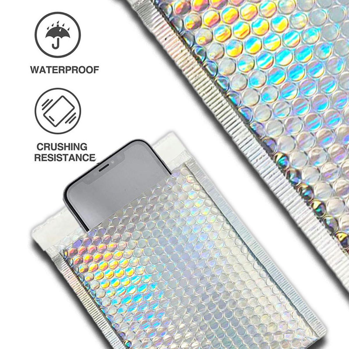 50 buste postali nuovo materiale pellicola argento impermeabile corriere riempito sacchetto di imballaggio a bolle d'aria per la spedizione-50 pezzi 7 colori-15 * 20 cm