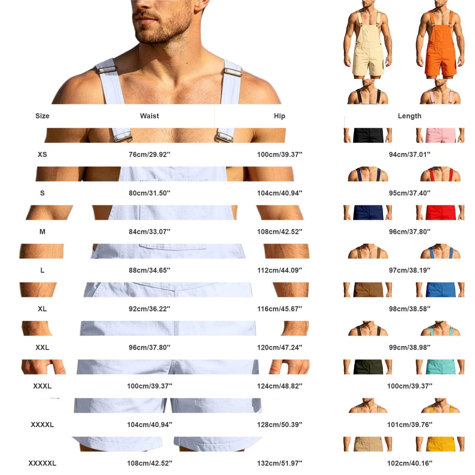 Générique Salopette Short Homme Été Cargo Ample Vintage Travail Poches