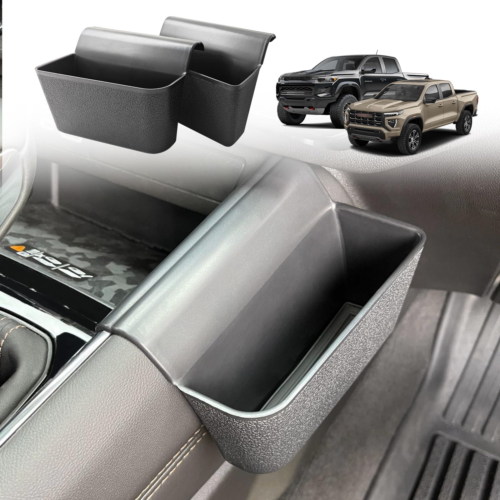 Muslogy for 2026 2025 2024 2023 Colorado & Canyon Center Console Shifter Storage Box ABS Material Console Side Organizer Left & Right Set Compatible with Chevy Colorado/GMC Canyon 2023-2026