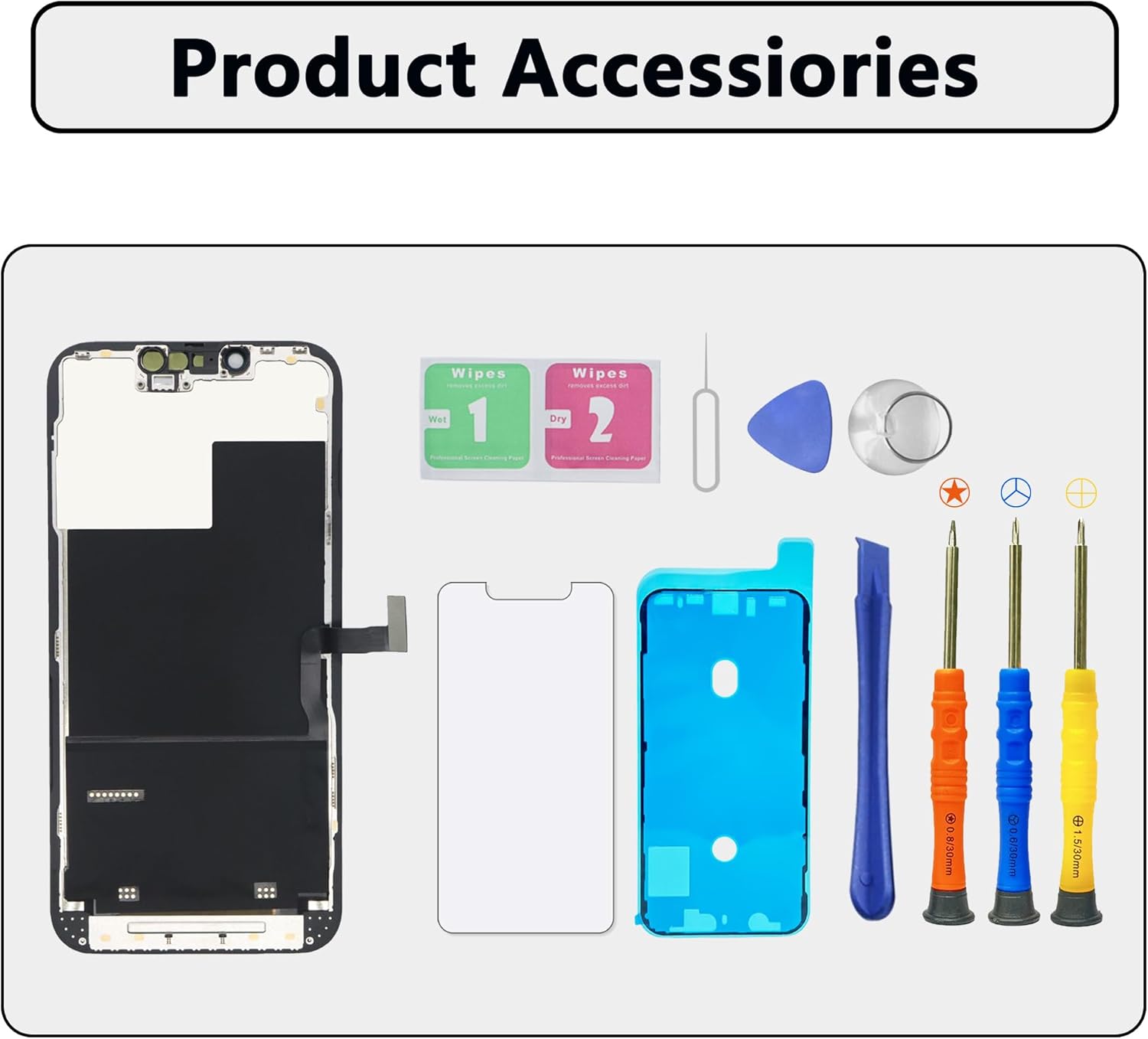 for iPhone 13 Pro Screen Replacement Kit Full COF FHD LCD Display 3D Touch Digitizer with Repair Tool for Model A2483, A2636, A2638, A2639, A2640 Black 6.1 Inch