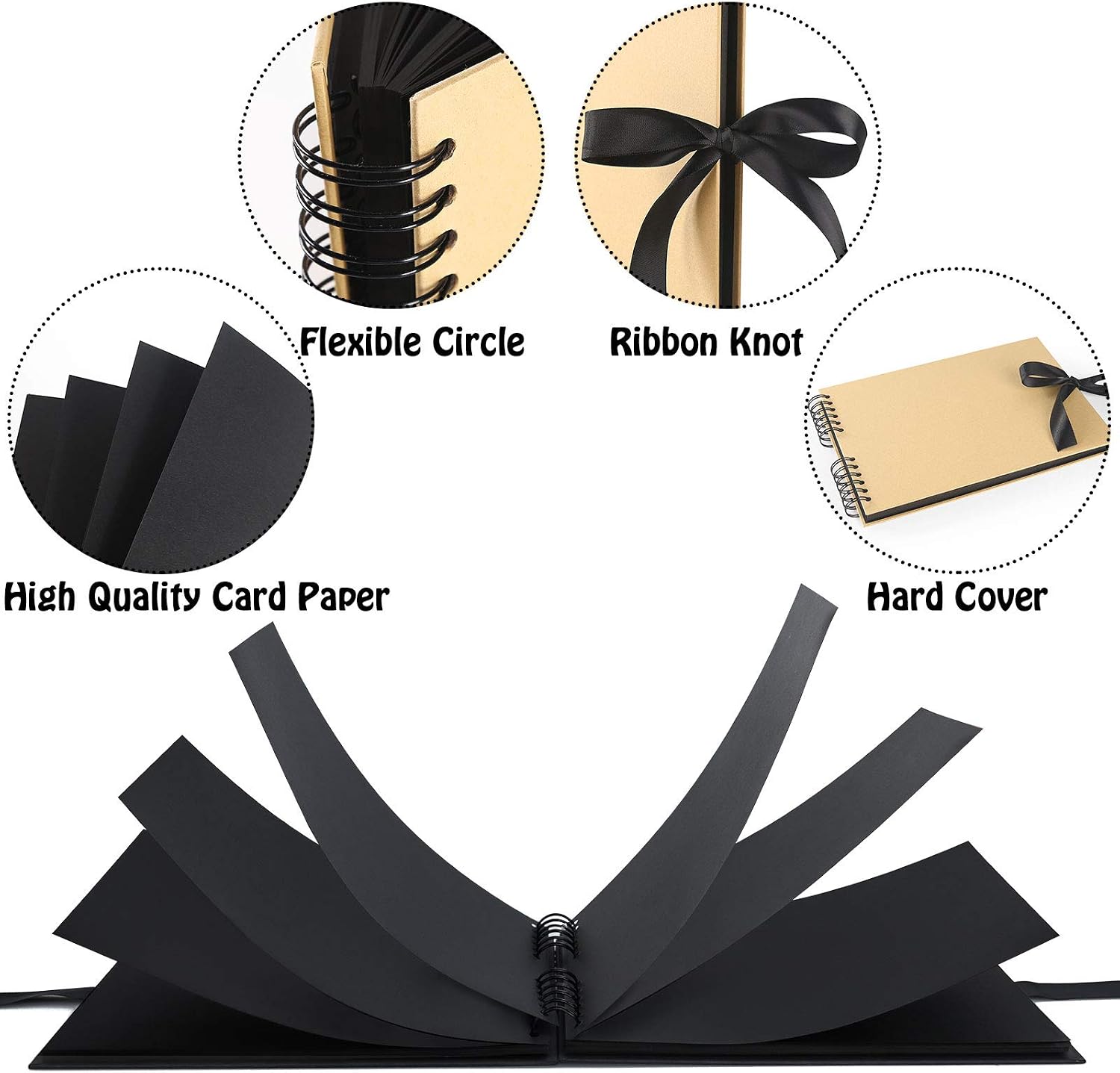 Vienrose Scrapbook Kit 80 Page DIY Photo Album Memory Book 28.5x21 cm with Silk Ribbon - Image 4
