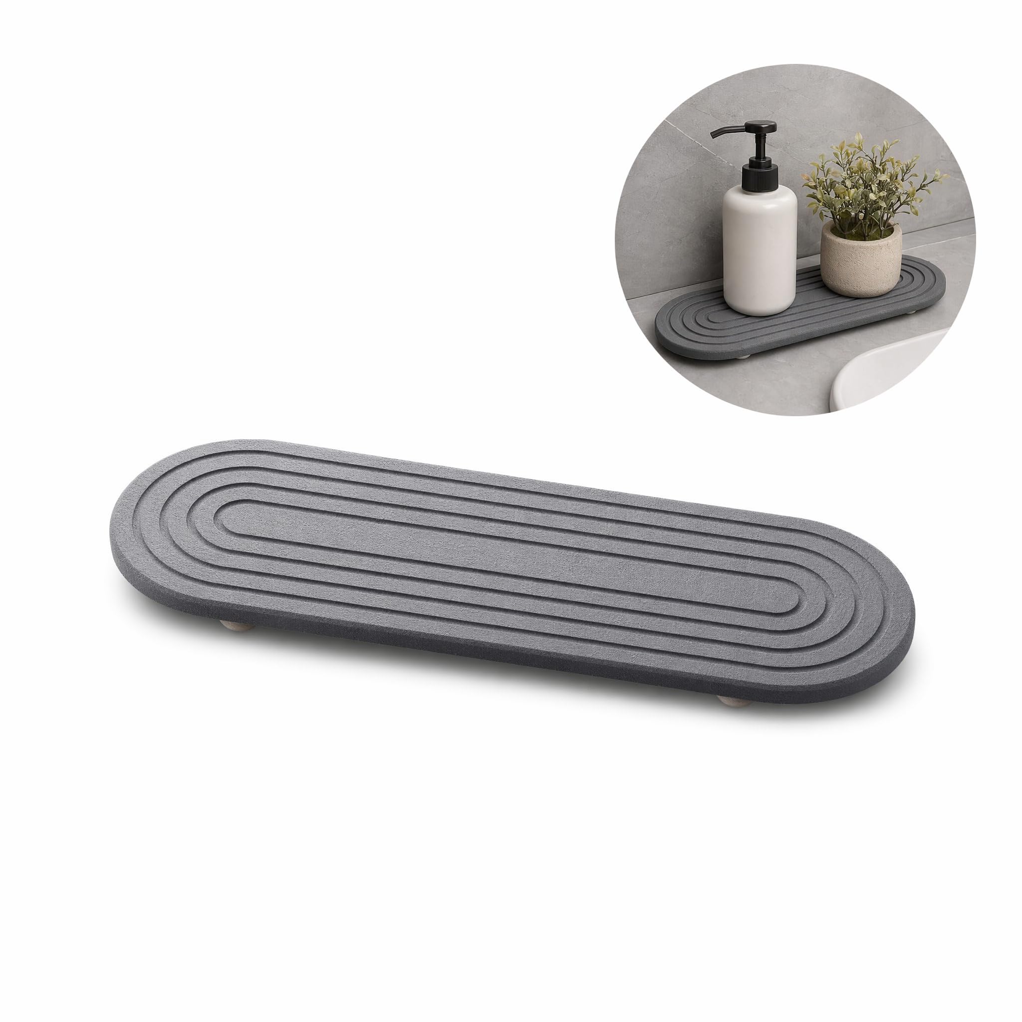 Quick Drying Stone Tray Instants, Fast Dry Sink Organizers(Gray)