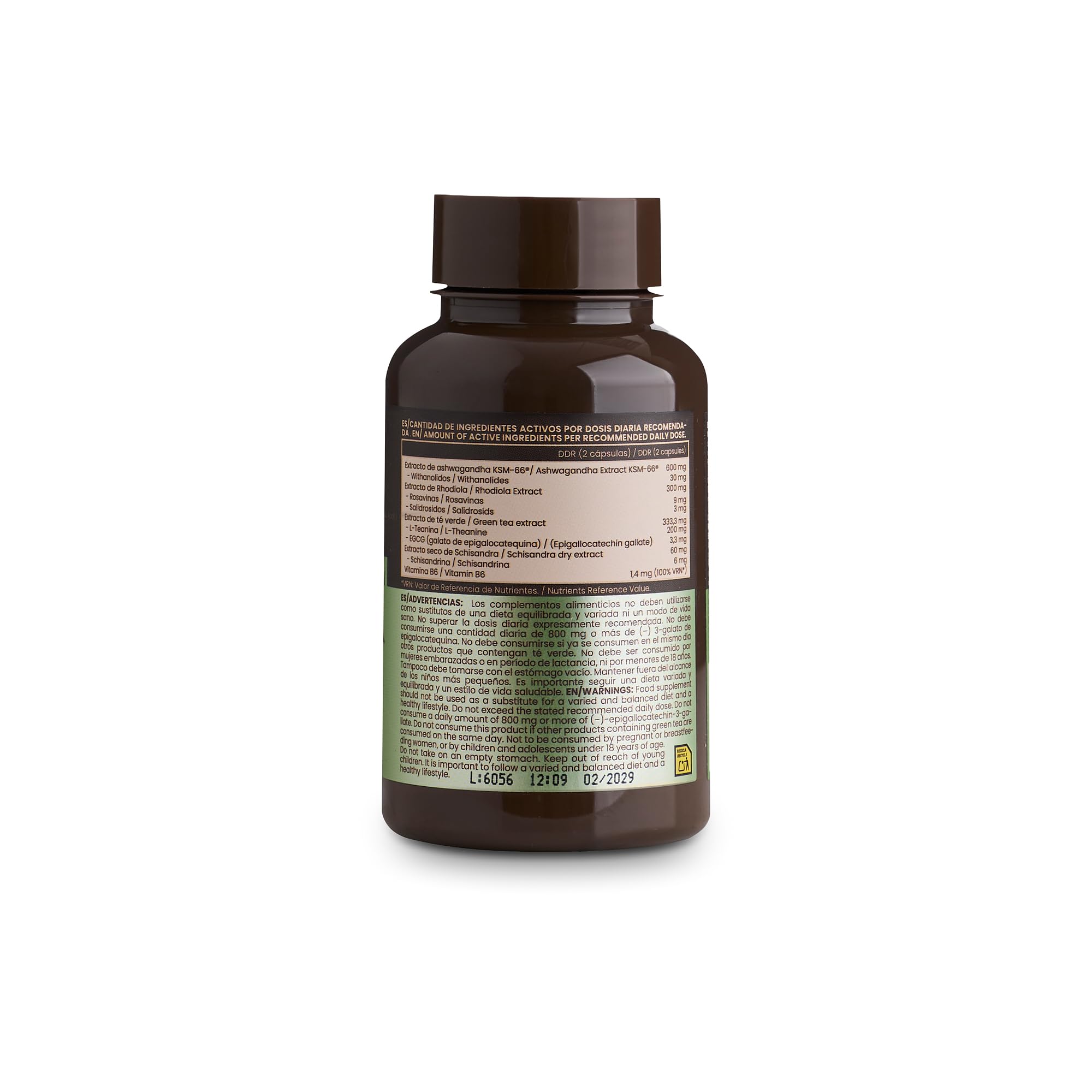 Grow Wellness Lote Stay Calm + Triple Magnesio | Ashwagandha KSM-66, Rhodiola, Schisandra, L-Teanina, Magnesio Albion TRAACS y Vitamina B6 | 2 Envases de 60 Cápsulas