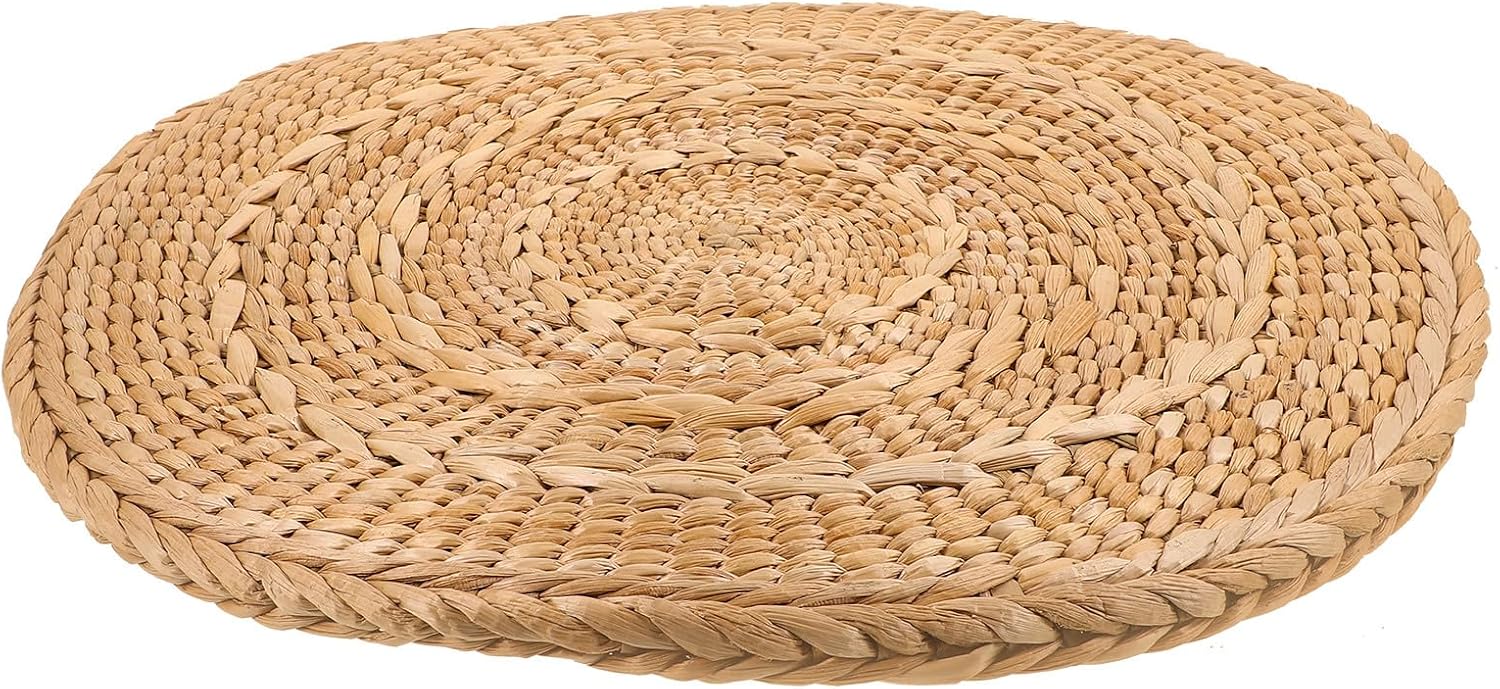 Zerodeko Straw Woven Floor Cushion Round Seat Mat Traditional Japanese Style Straw Floor Pillow Meditation Yoga Sitting Cushion for Home and Tatami Use