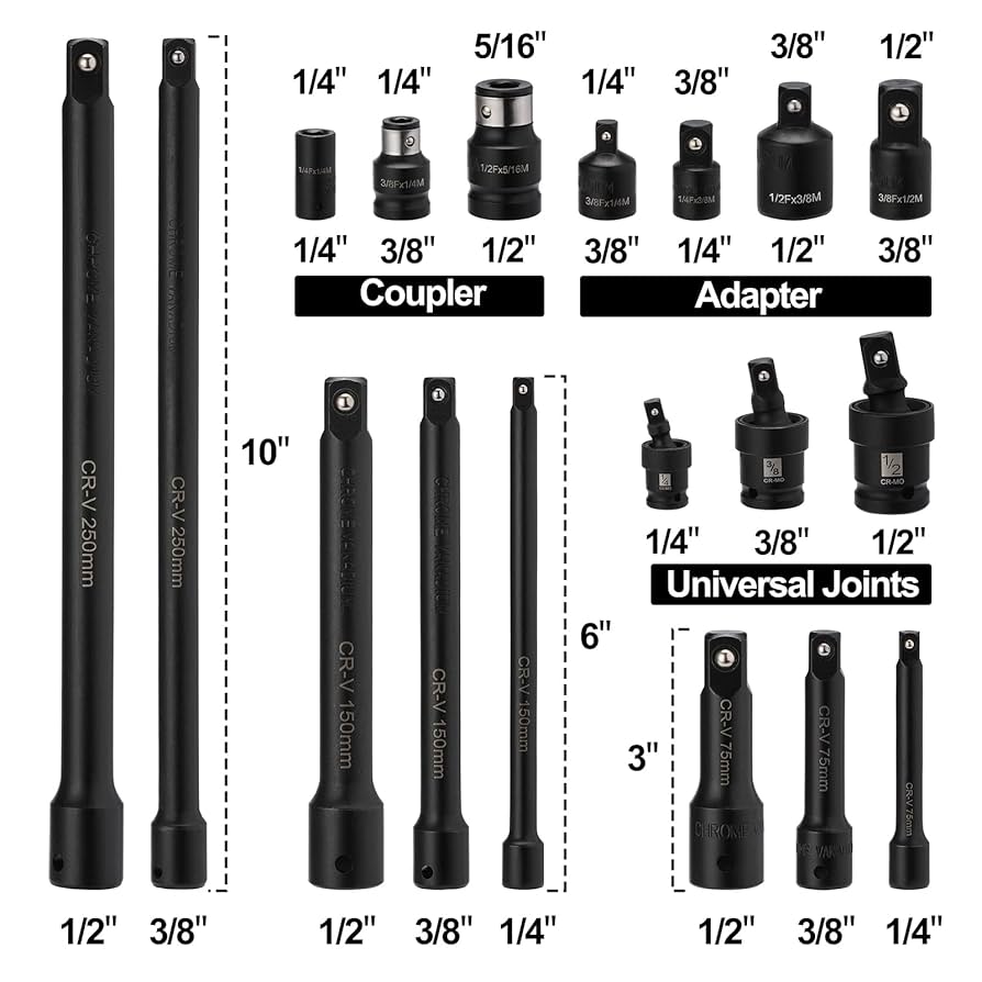 Mayouko 18-Piece Drive Tool Accessory Set, Socket Accessory