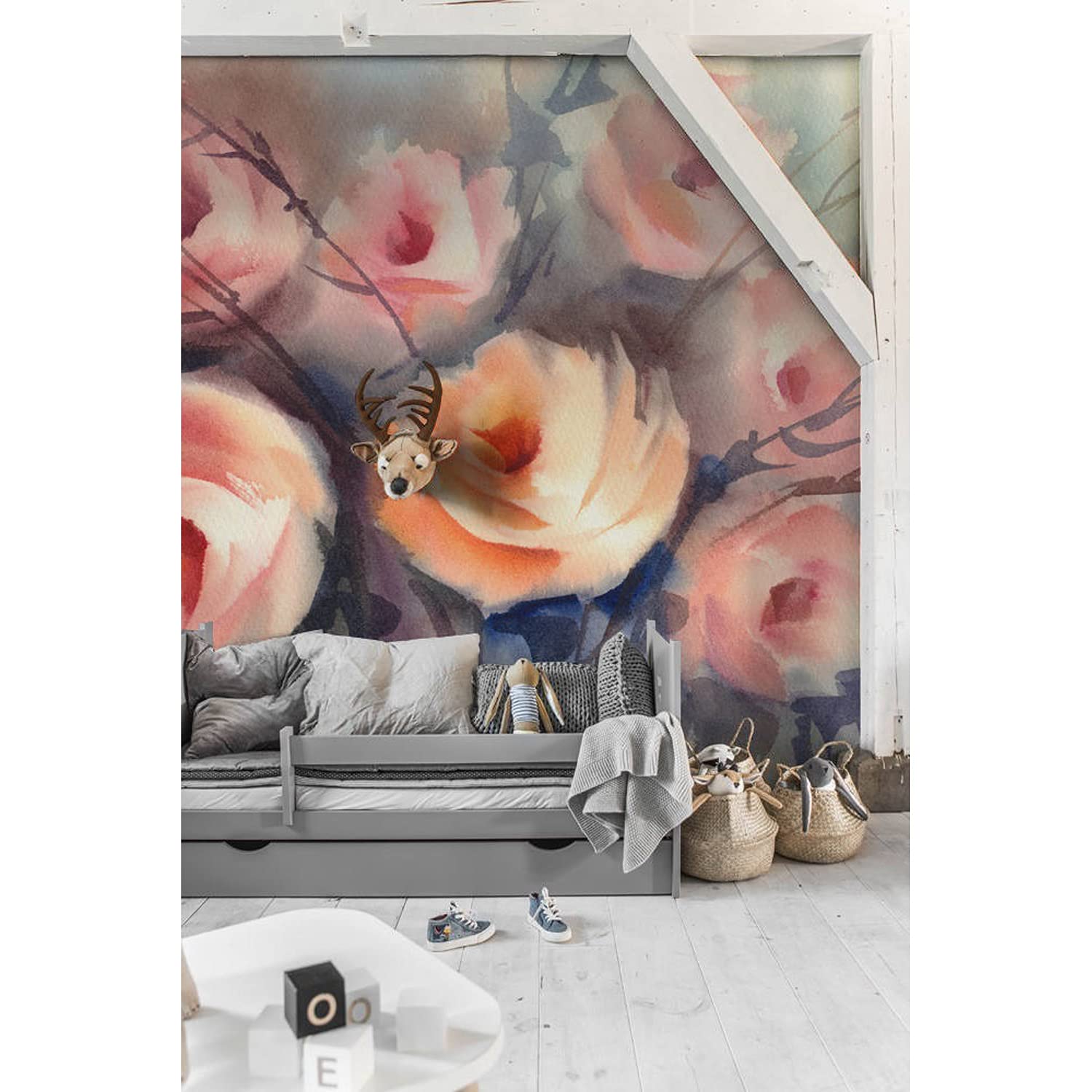 Papier peint autocollant mural lavable roses bouquet 208x146 cm pour relooker meuble et cuisine