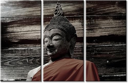 Vista 146 de TUMOVO Wall Art for Living Room Buddha Sculpture Flower Paintings Canvas Wall Art 3 Panel Wall Art Canvas Artwork Wall Decor Large Wall Decor Canvas