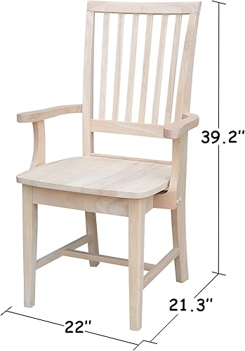 Miniatura 2 de International Concepts - Juego de sillas auxiliares de misión, sin terminar y conceptos con brazos