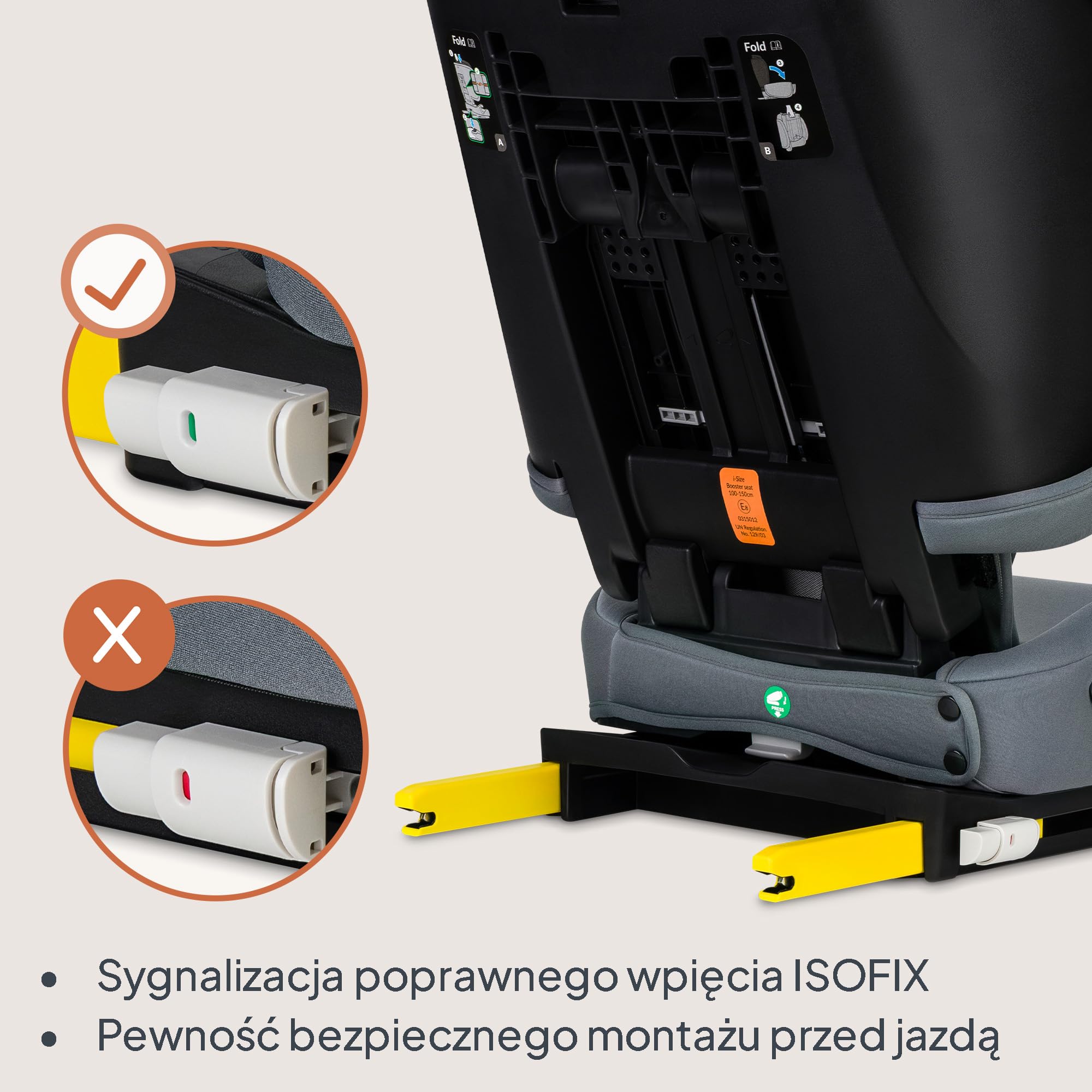 LIONELO Bezpieczny Składany Fotelik Samochodowy I-Size R129 Z ISOFIX Podróżny z Torbą Transportową i Uchwyt Na Kubek 14-Stopniowa Regulacja Zagłówka Regulowane Oparcie dla Dzieci 100–150 Cm 3–12 lat | Od 3,5 do 12 lat, 4 pozycje leżenia, 14-stopniowy zagł