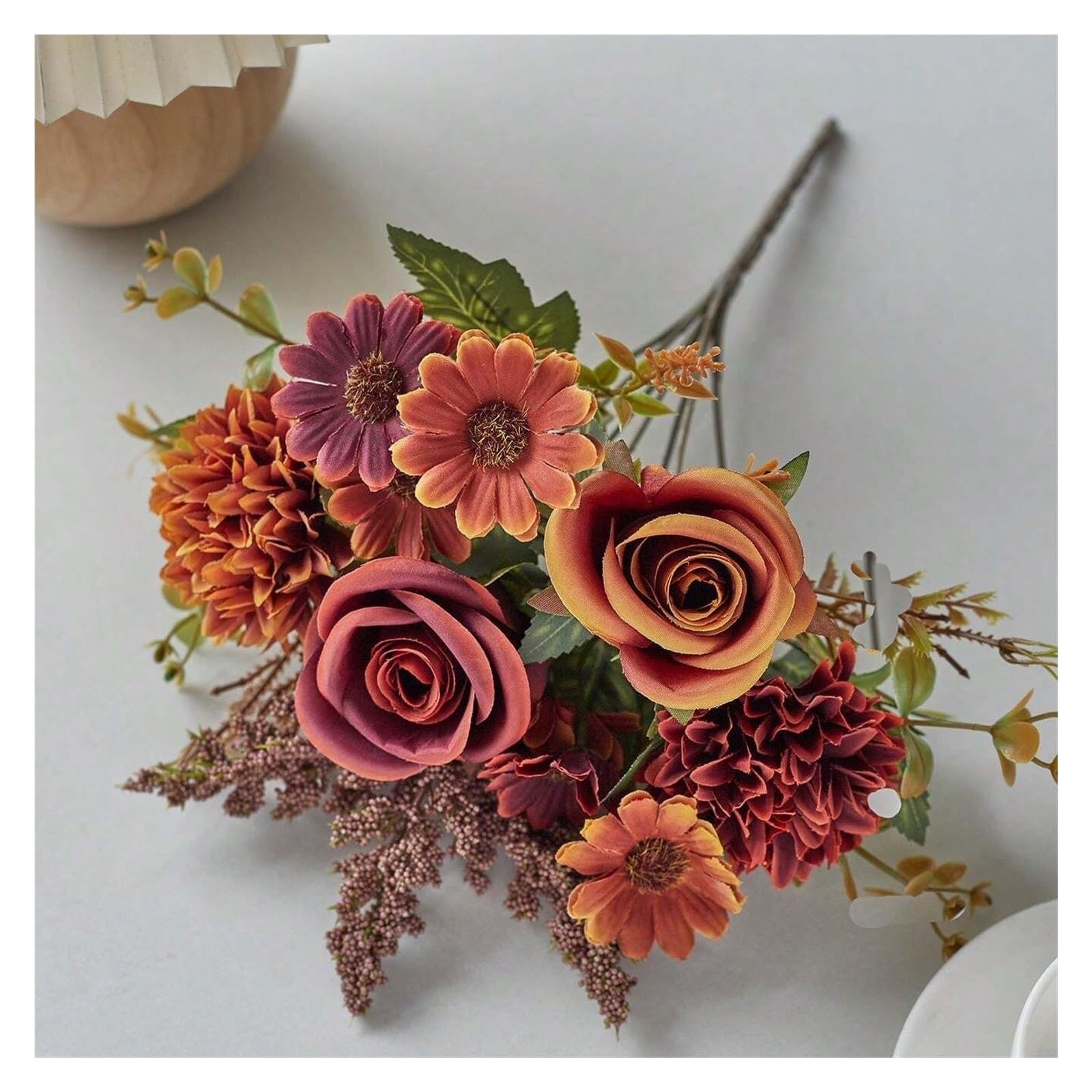 LXLAEOANG Artificial Flower Branches 1/3pcs Artificial Flowers Fake Rose Bouquet Silk Daisy Dandelion(Orange,3pcs)