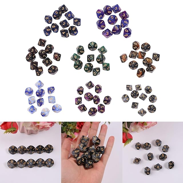 Foto 2 de 8 de Trufolxiaz 10pcs Poliédrico Dados Dados D10 Dices RPG Dados Juego Juego Tablero Suministros Juego Tablero