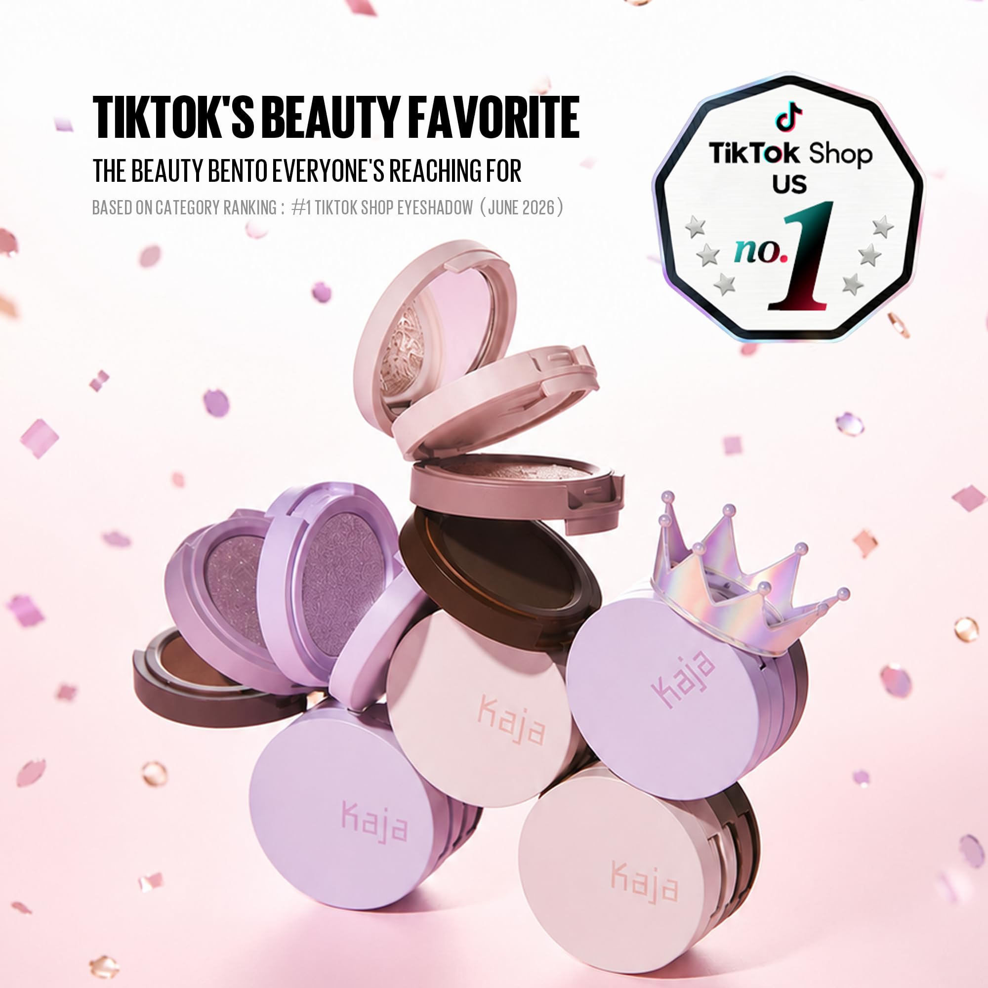 Kaja Beauty Bento Collection - Trío de sombras de ojos Bouncy | 16 Peach Madeline | Tono melocotón desnudo | Vegano, libre de crueldad animal