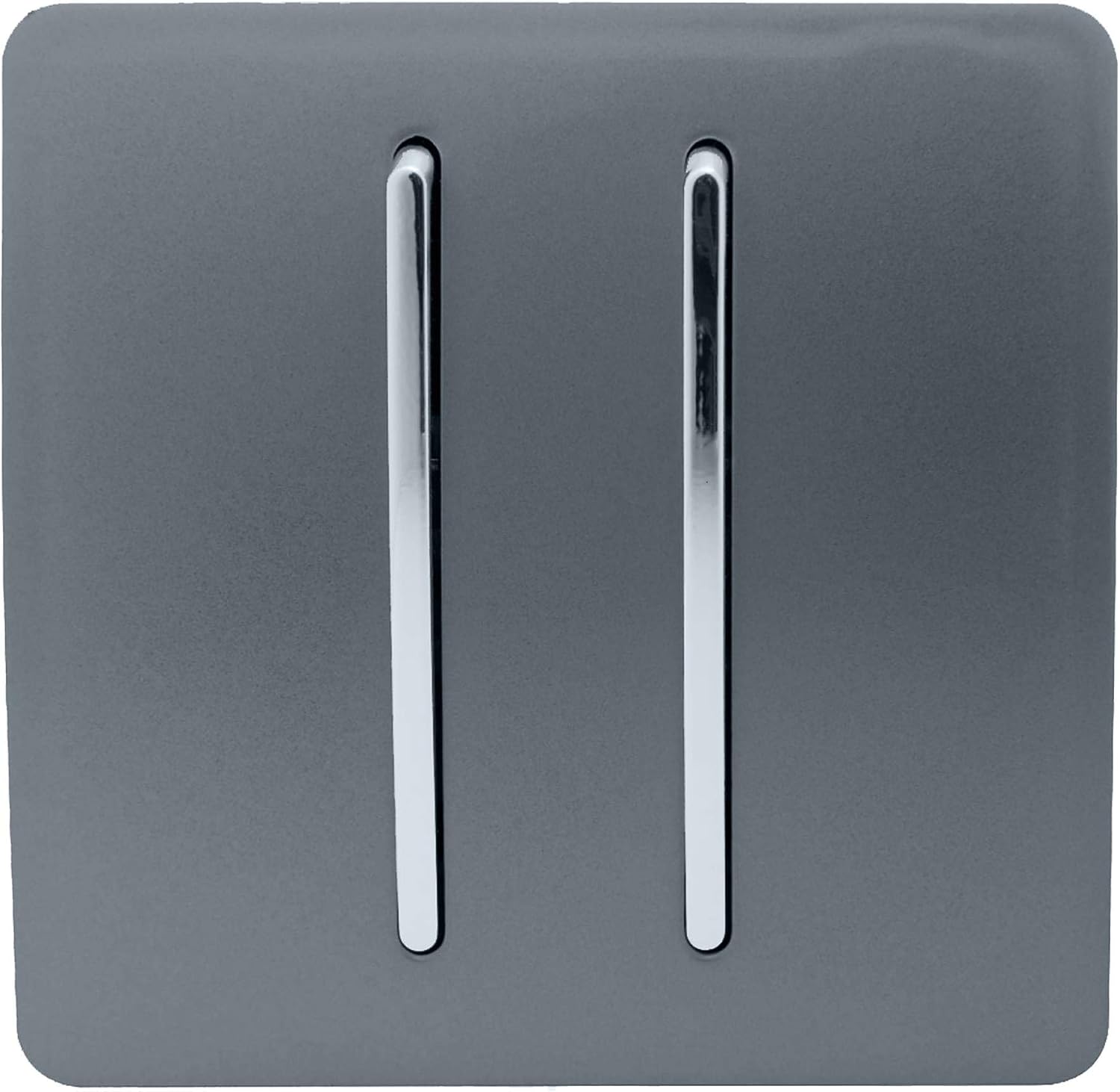 Trendi 2 Gang 1 Way Artistic Modern Glossy 10 Amp Rocker Tactile Light Switch, Warm Grey