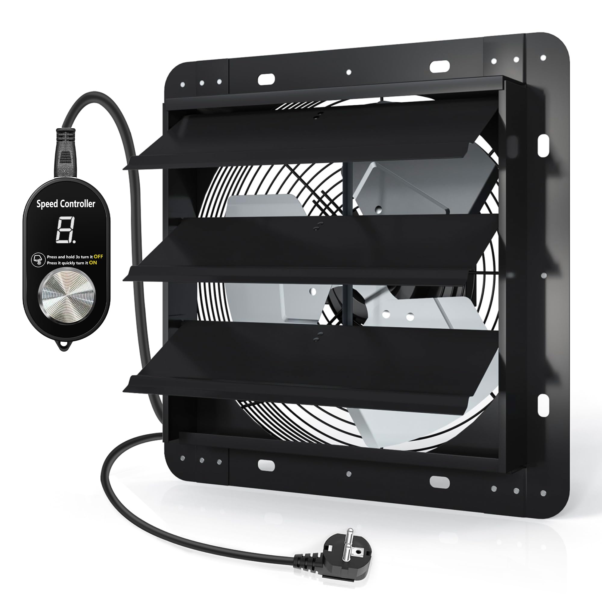 Aygrochy Ventilatore di scarico industriale da 250 mm, corrente rotante, motore EC, industriale, ventilatore da parete 1280 m³/h, ventilazione e raffreddamento per garage, loft e cucina