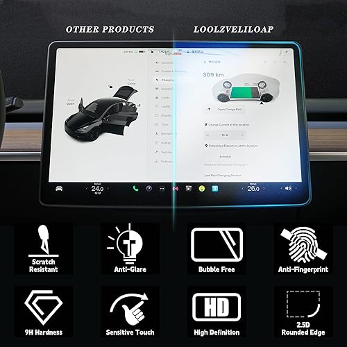 Miniatura 7 de LOOLZVELILOAP GlasTR EZ FIT - Protector de pantalla de vidrio templado diseñado para Tesla Model 3  Y, cristal transparente