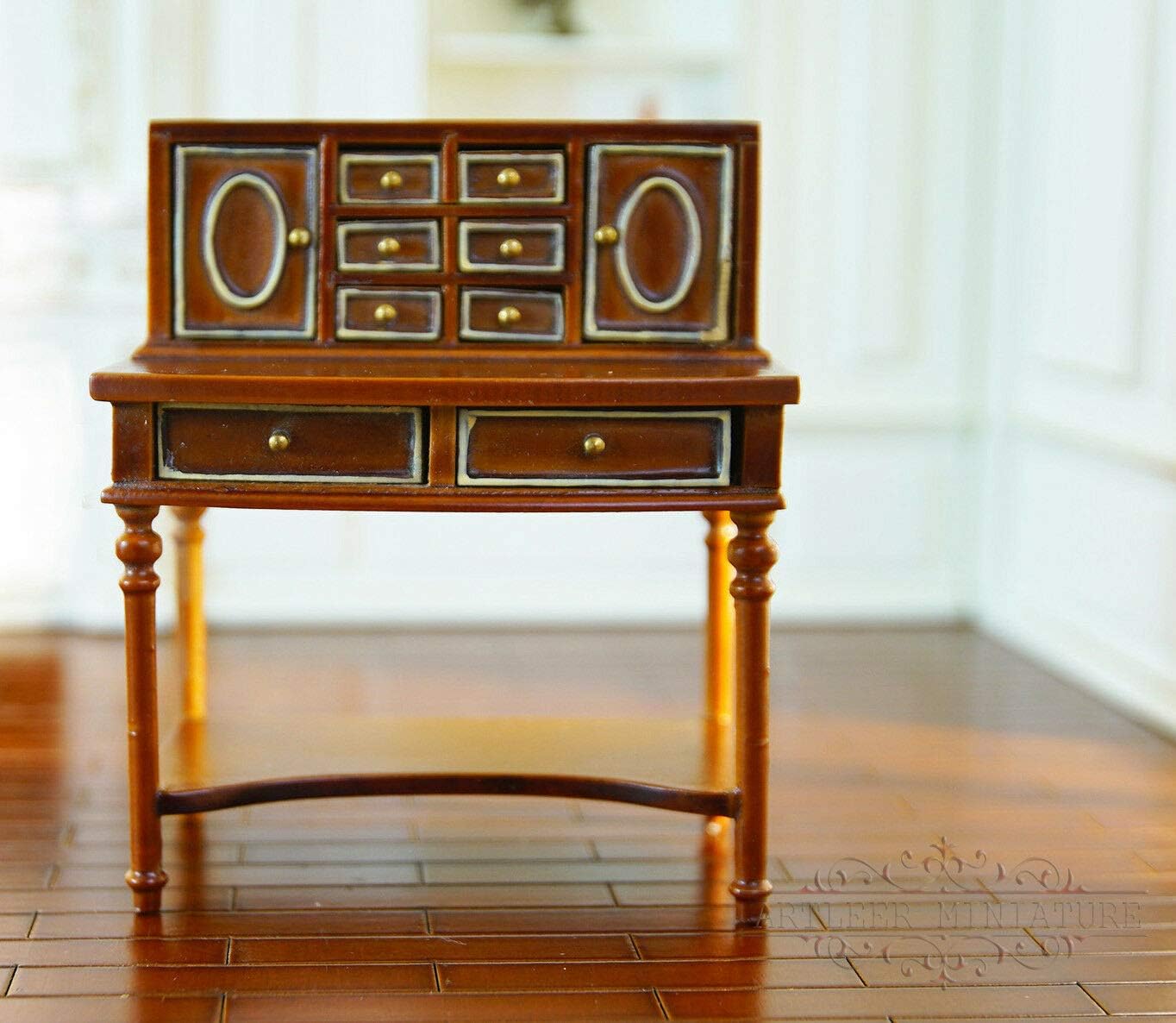 Dollhouse Wooden Secretory Desk Miniature Fine Furniture Well Made 1/12 SZ003