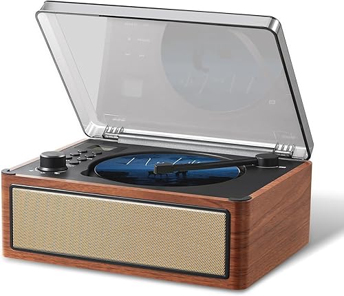 G Keni Boombox reproductor de CD retro, altavoces de alta fidelidad duales con entrada y salida Bluetooth, reproductor de CD portátil con batería de